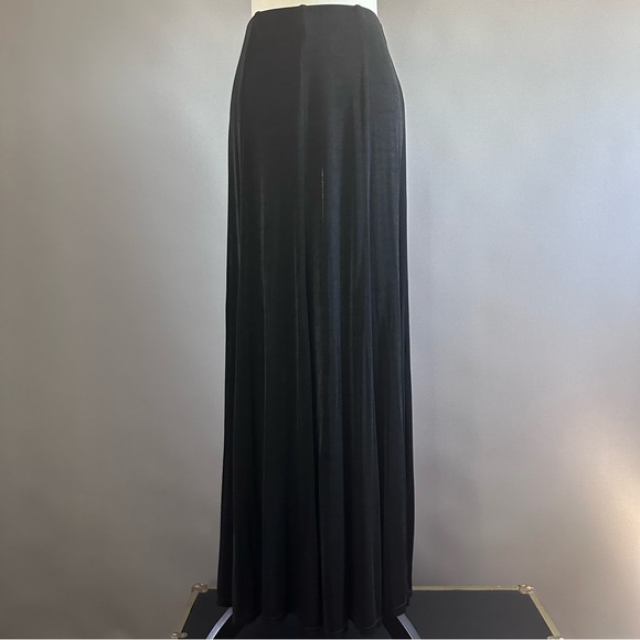 Vintage Morris Kaye and Sons Western Long Black Slinky Maxi Skirt Sz M - Picture 3 of 8